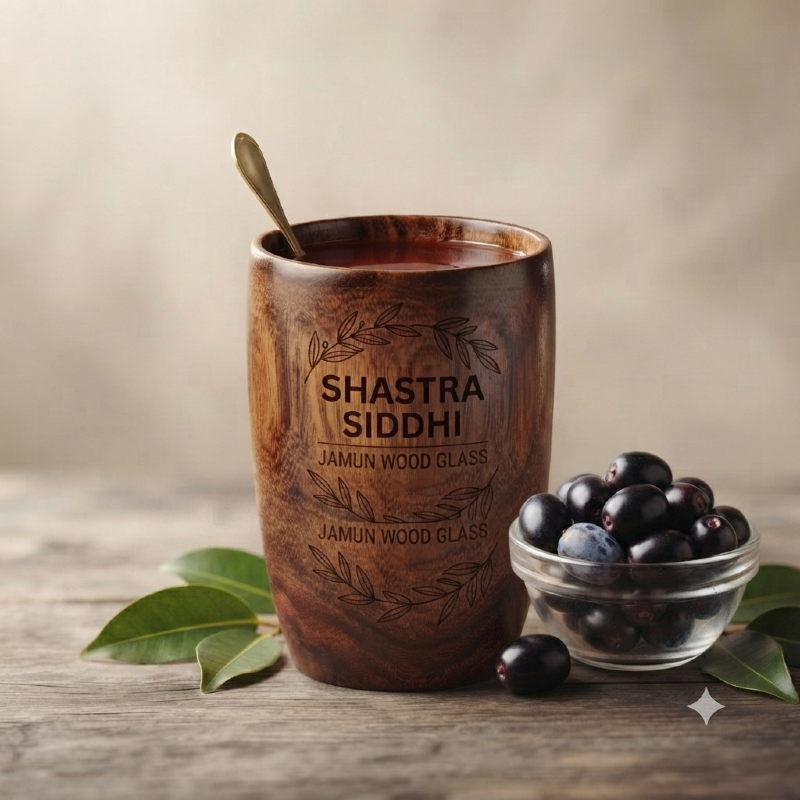 Shastra Siddhi Wooden Herbal Jamun Glass for Diabetes Control - 180ml