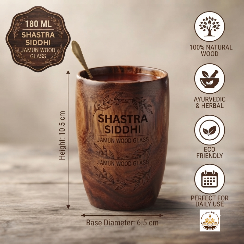 Shastra Siddhi Wooden Herbal Jamun Glass for Diabetes Control - 180ml